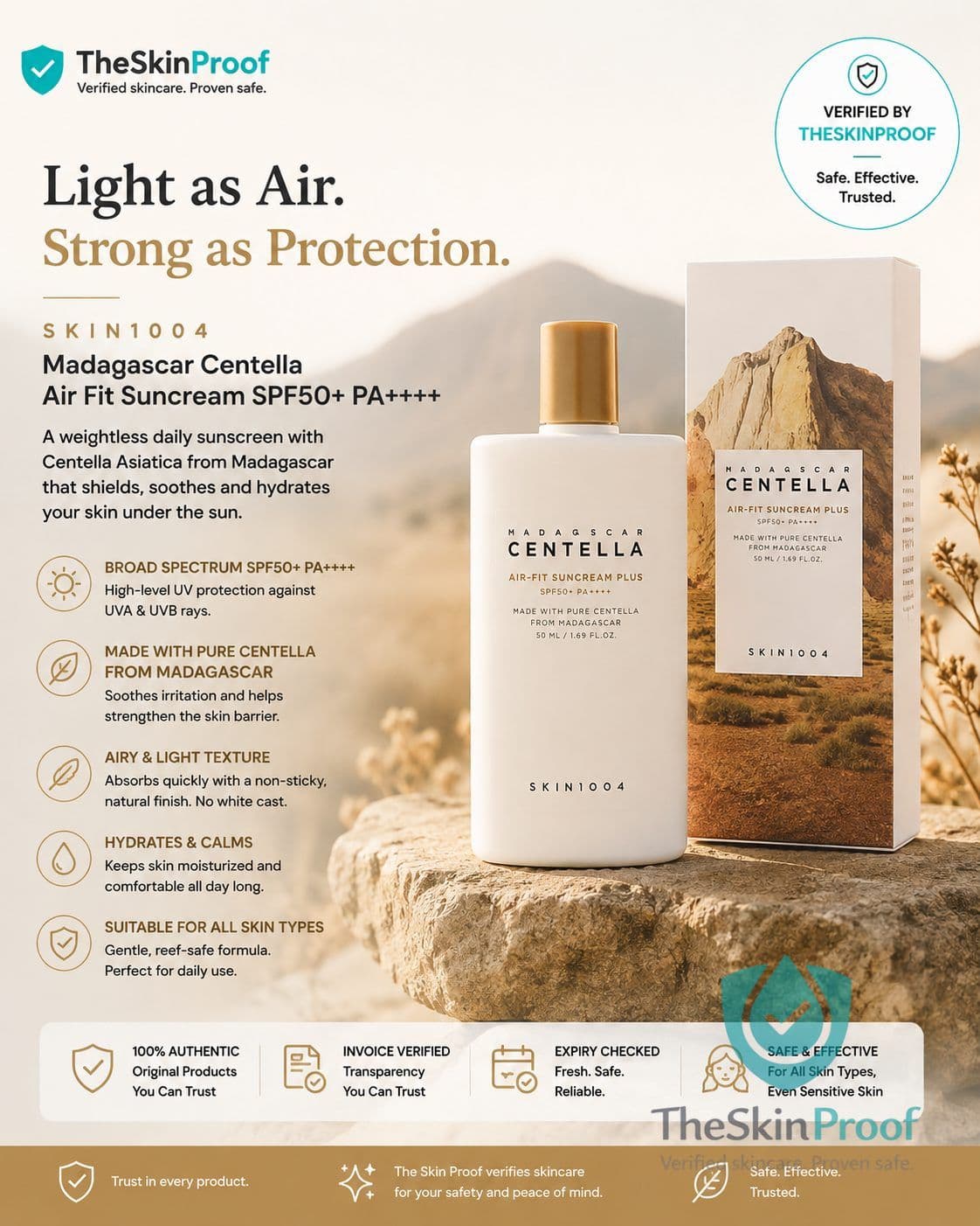 SKIN1004 Madagascar Centella Air-Fit Suncream Light SPF50 PA+++