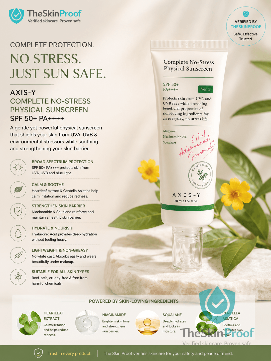 Axis-Y Complete No-Stress Physical Sunscreen SPF50