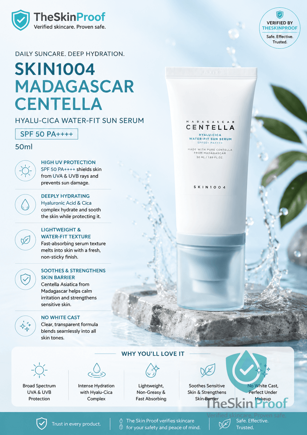 Skin1004 Madagascar Centella Hyalu-Cica Water-Fit Sun Serum