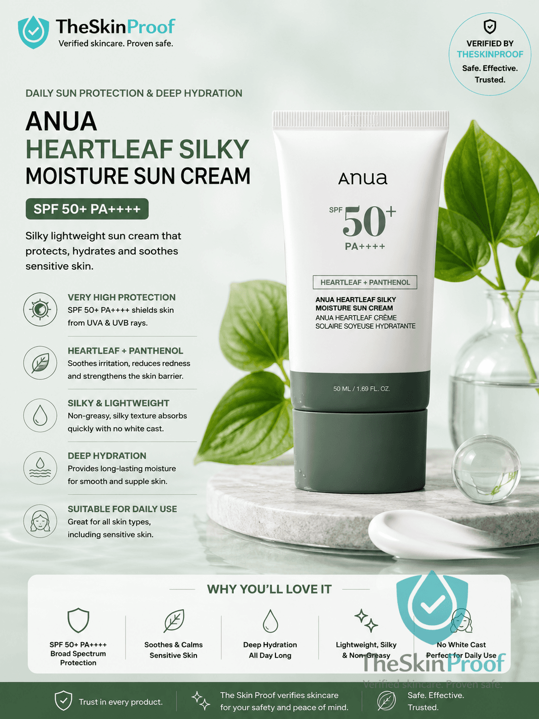 Anua Heartleaf Silky Moisture Sun Cream SPF 50+ PA++