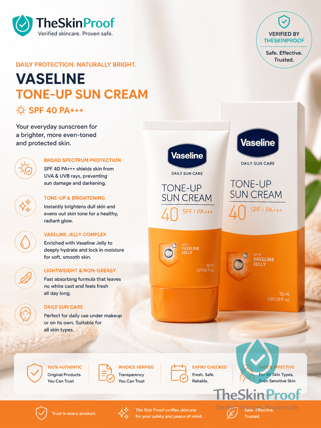 Vaseline Daily Sun Care Tone Up Sun Cream SPF50+ PA+++