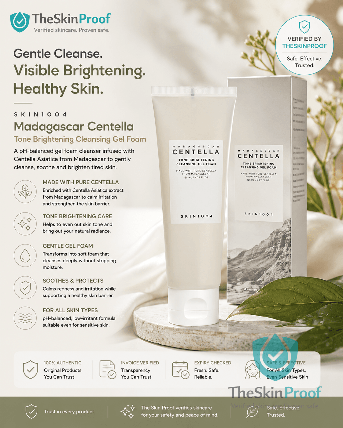 Madagascar Centella Tone Brightening Cleansing Gel Foam