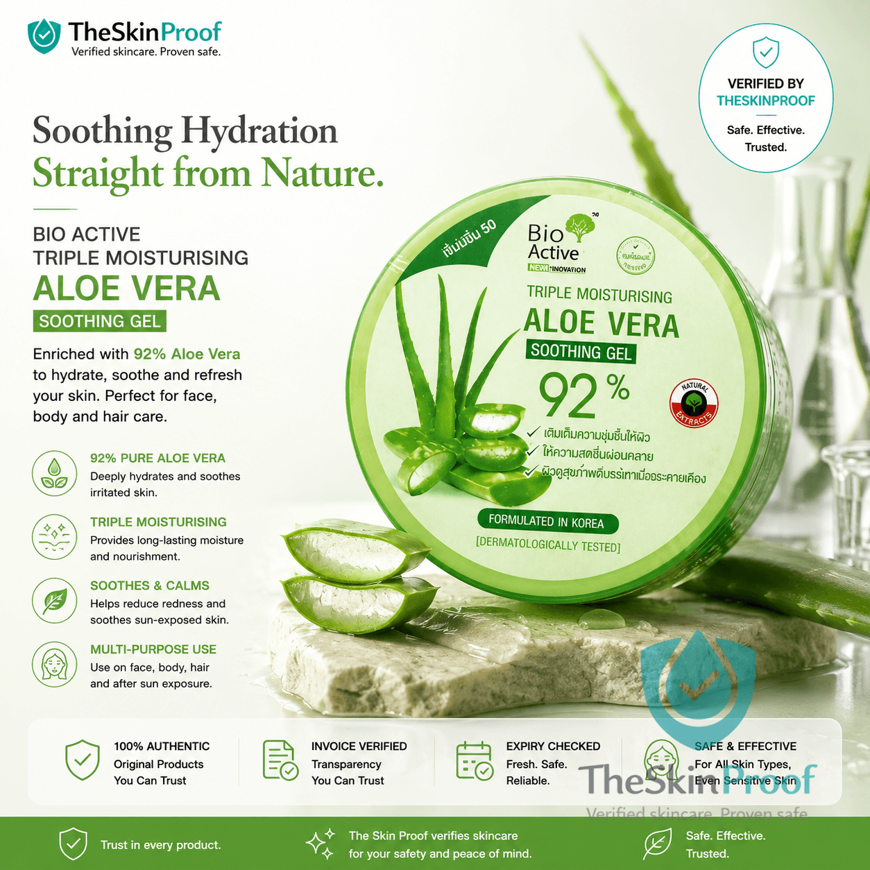 Bio Active Triple Moisturising 92% Aloe Vera Soothing Gel