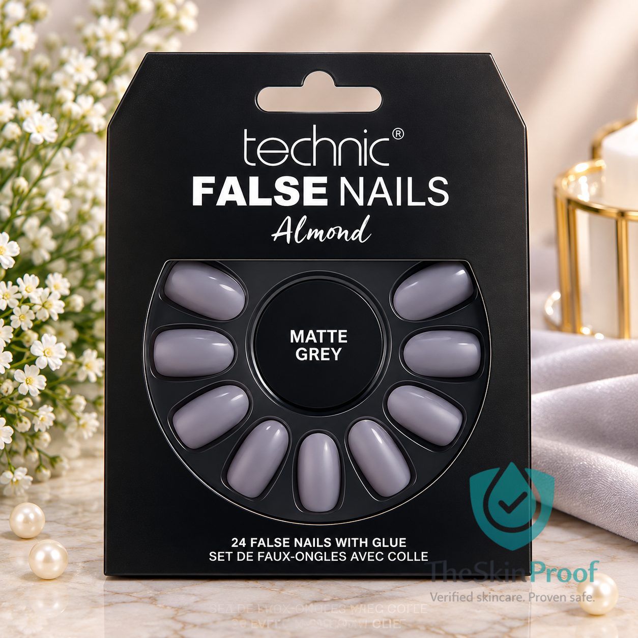 TECHNIC Technic 24 False Nails Almond - Matte Grey