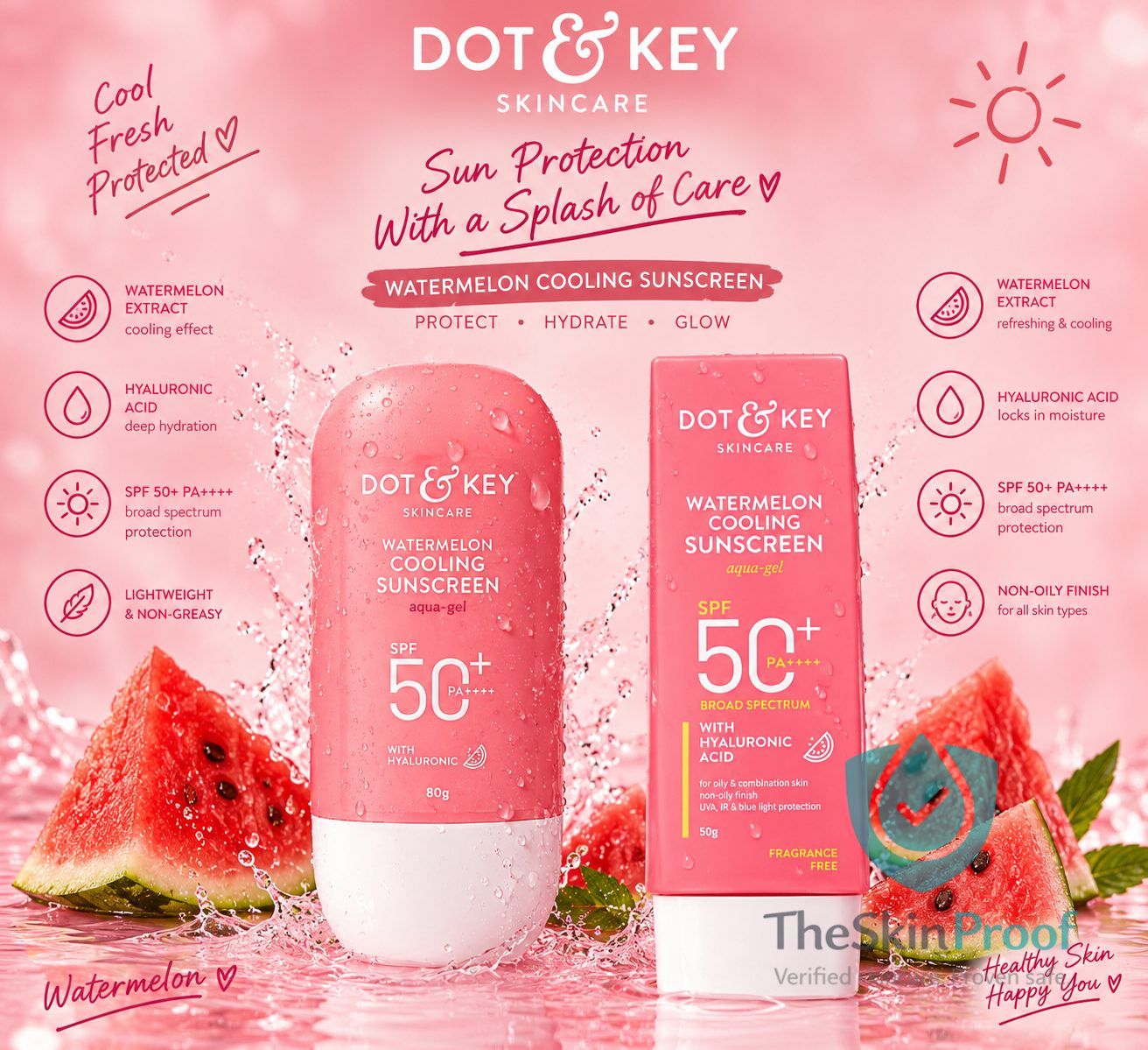Dot & Key Dot & Key Watermelon Cooling Sunscreen SPF 50+ PA++